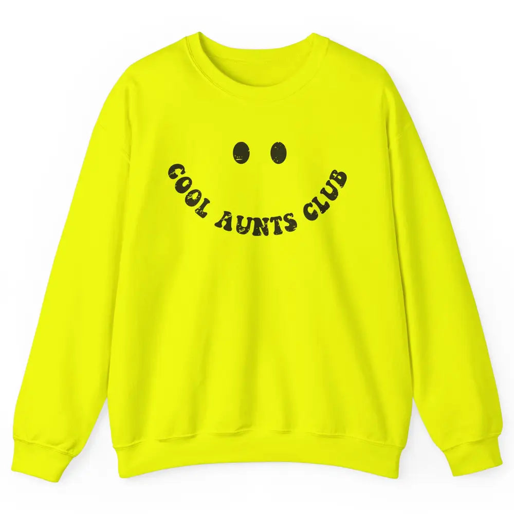 Retro Cool Aunts Club Funny Smiling Face Auntie Sister Unisex Crewneck Sweatshirt