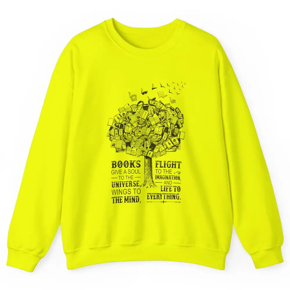 Retro Book Lovers Book Gives A Soul Reading Tree Bookworm Unisex Crewneck Sweatshirt