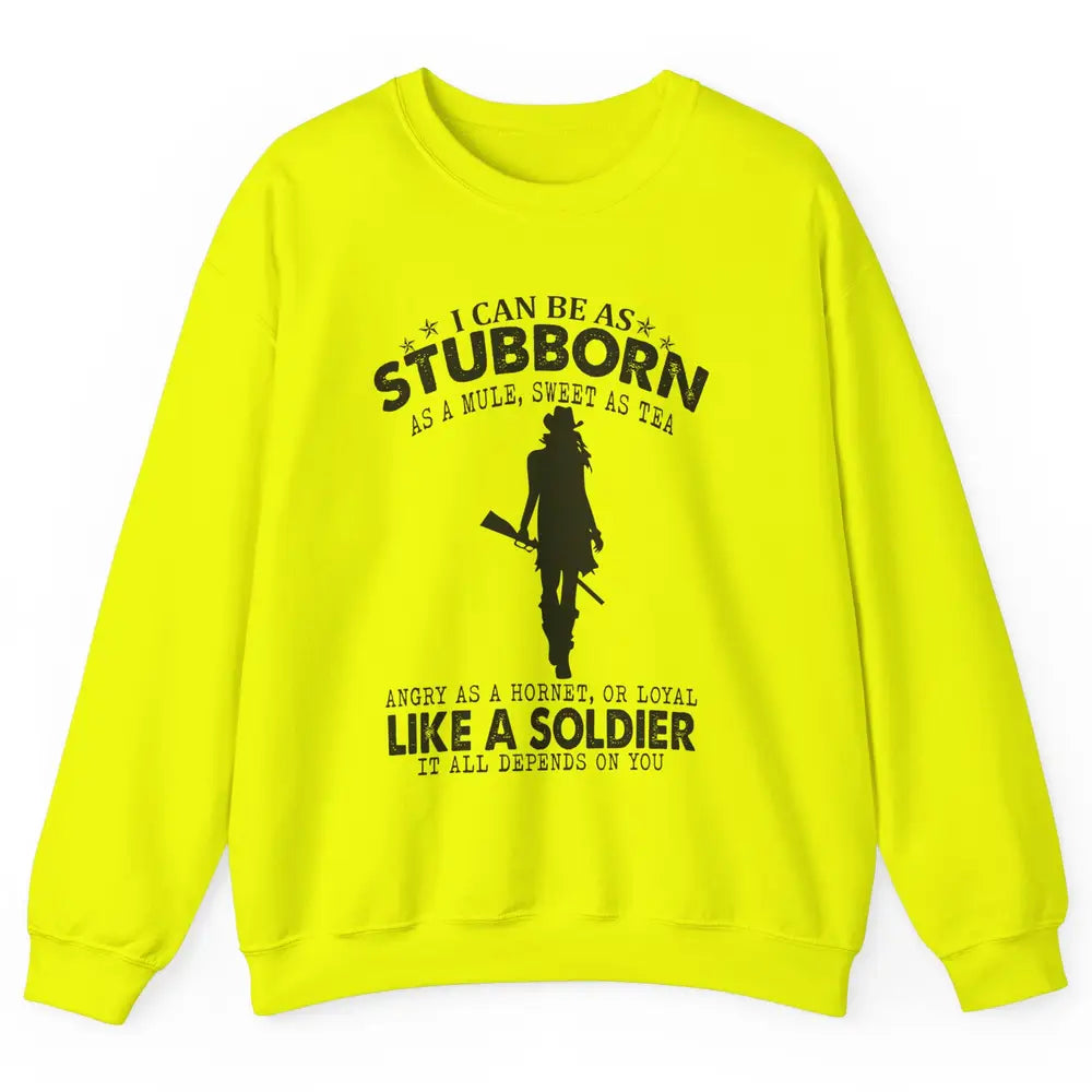 Retro Cowgirl Stubborn As Mule Sweet As Tea Western Country Unisex Crewneck Sweatshirt