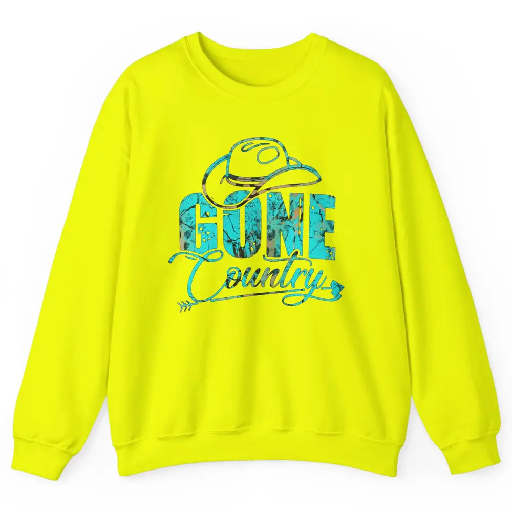 Retro Cowboy Hat Gone Country Western Country Cowgirl Gift Unisex Crewneck Sweatshirt