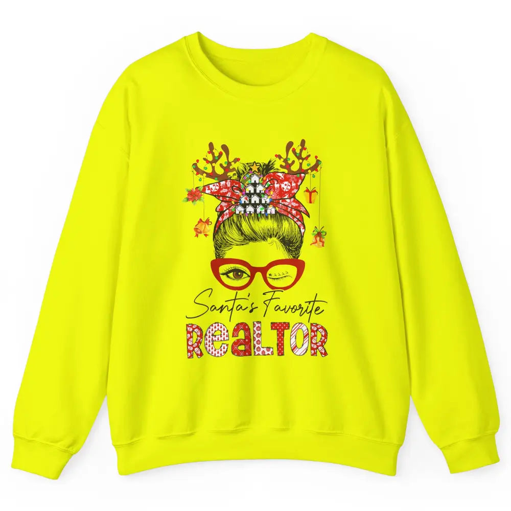 Merry Christmas Xmas Santa Messy Hair Realtor Real Estate Unisex Crewneck Sweatshirt