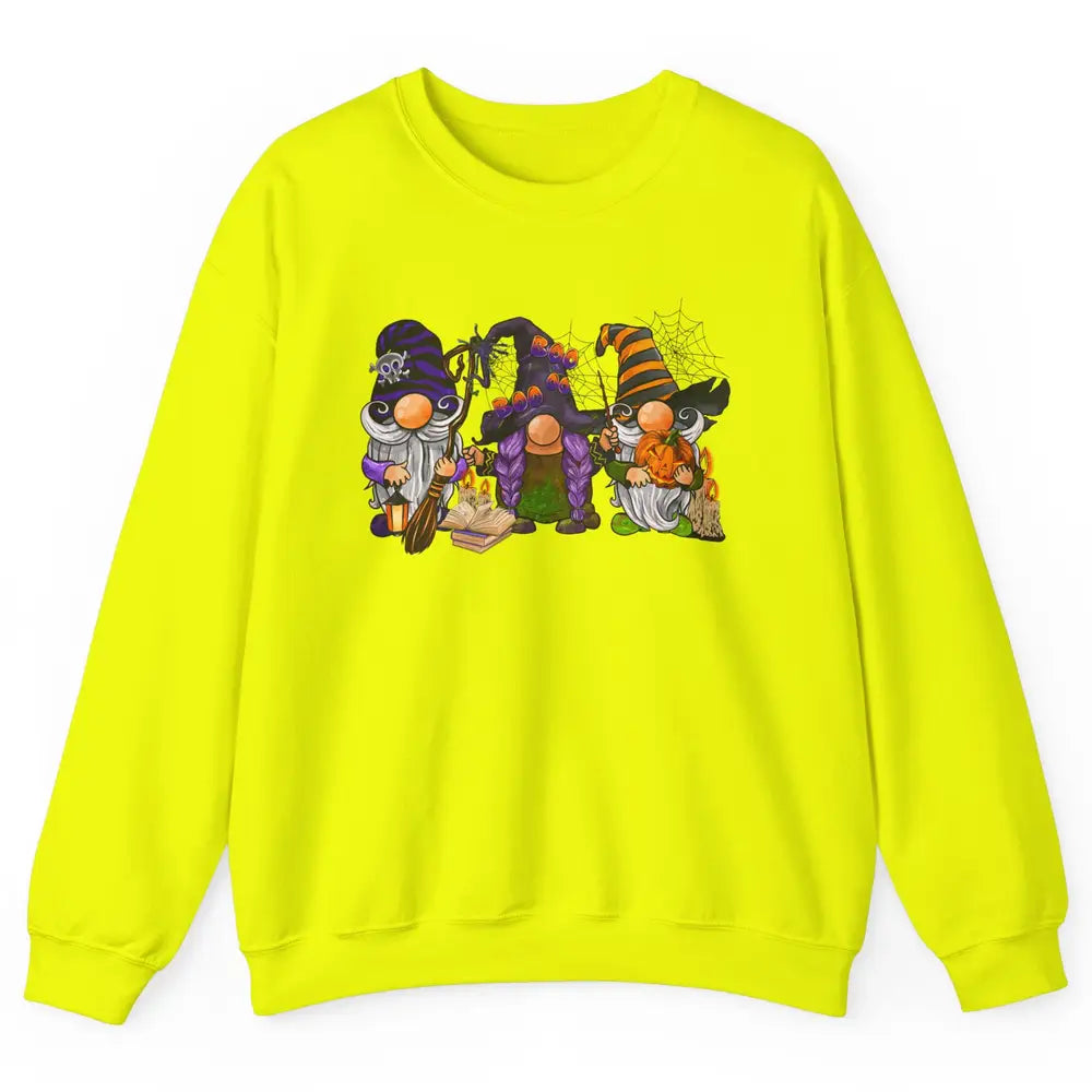 Retro Gnomes Witch Halloween Witchy Gnomies Horror Hallows Unisex Crewneck Sweatshirt