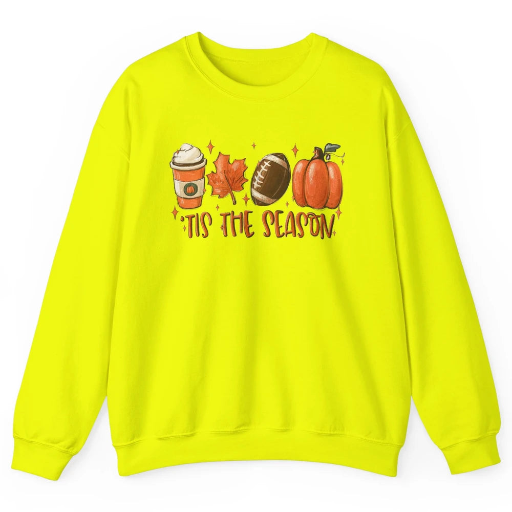 Pumpkin Spice Football Tis The Season Fall Thanksgiving Gift Unisex Crewneck Sweatshirt