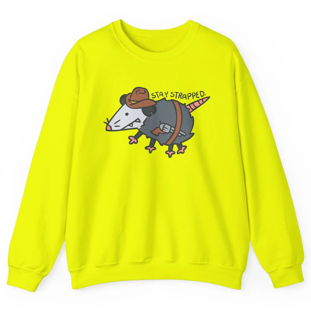 Retro Cowboy Opossum Stay Trapped Western Country Opossum Unisex Crewneck Sweatshirt