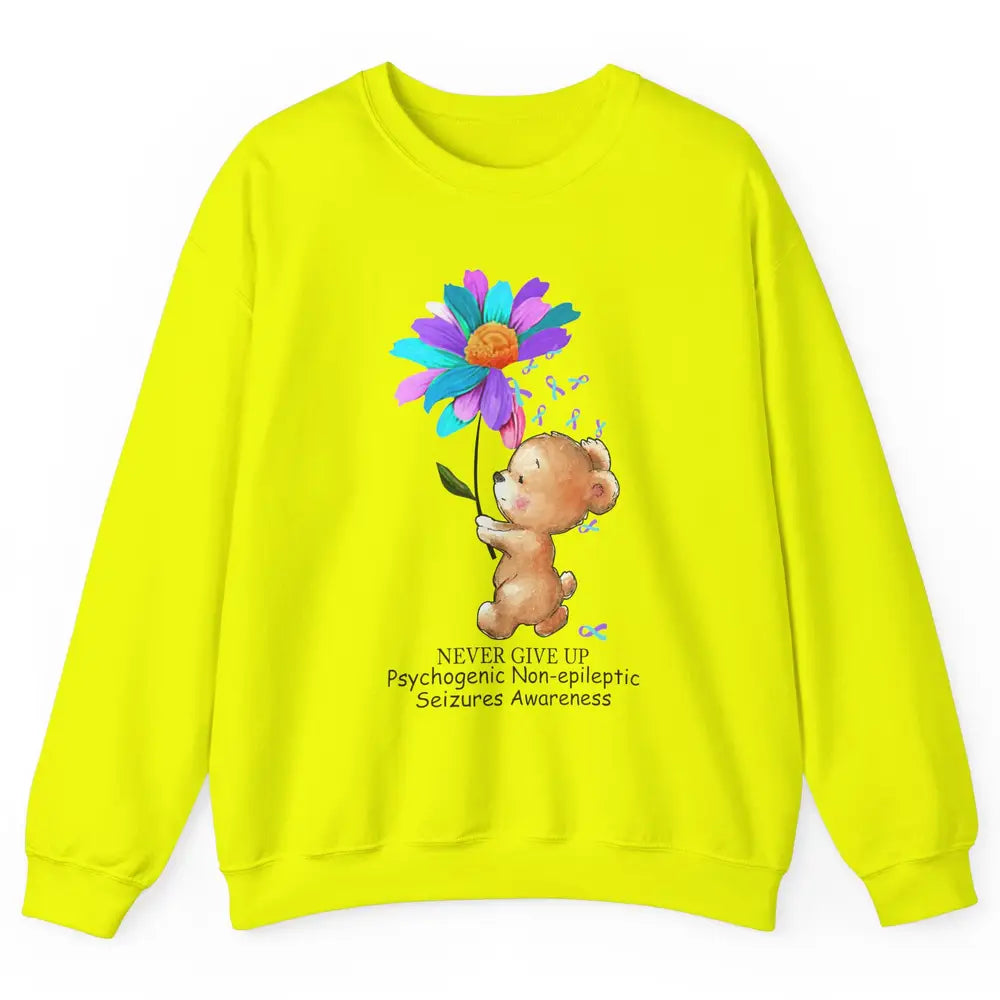 PNES Awareness Purple Teal Ribbon Sunflower Baby Elephant Unisex Crewneck Sweatshirt