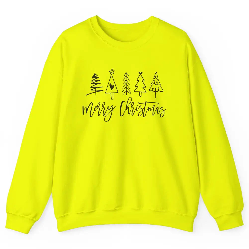 Merry Christmas Tree Heart Doodle Drawing Christmas Costume Unisex Crewneck Sweatshirt