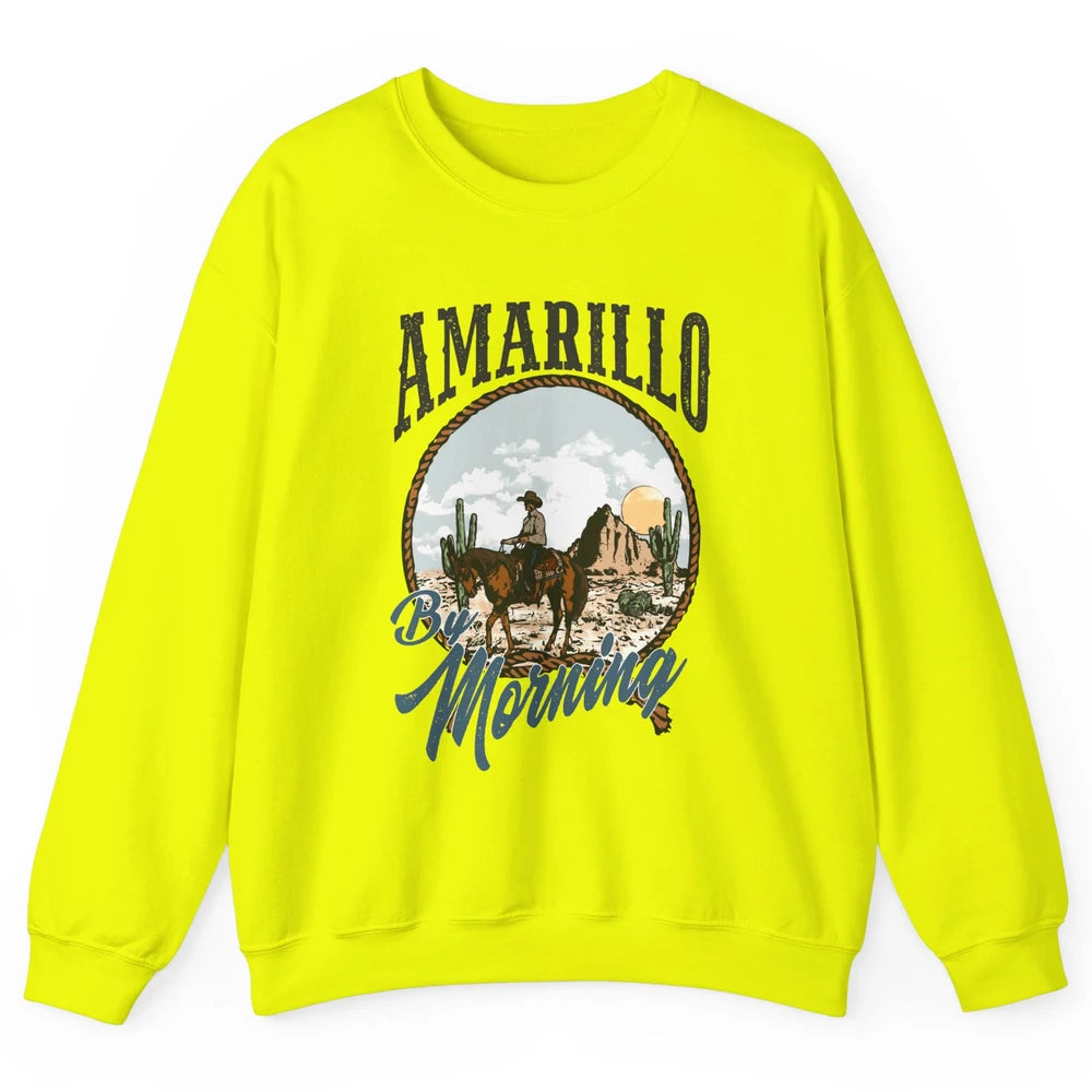 Retro Desert Cowboy Riding Horse Amarillo By Morning Western Unisex Crewneck Sweatshirt