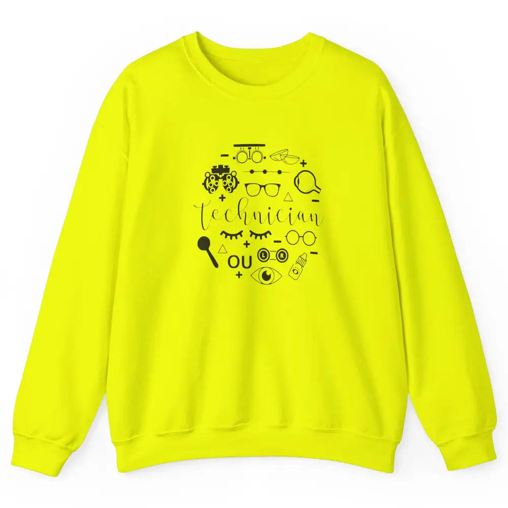 Optometry Symbols Eyeglasses Optician Optometrist Technician Unisex Crewneck Sweatshirt