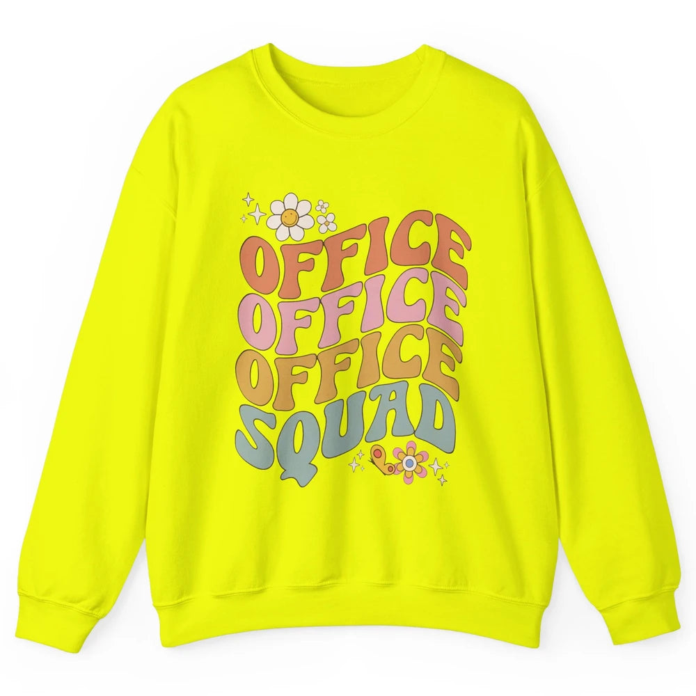 Retro Office Squad Hippie Groovy Office Staff Positive Mind Unisex Crewneck Sweatshirt
