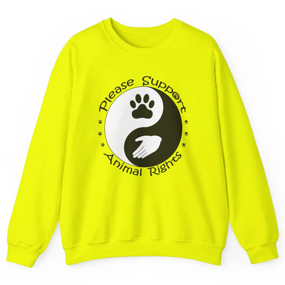 Please Support Animal Rights Pet Rescuer Paw Yin Yang Adopt Unisex Crewneck Sweatshirt