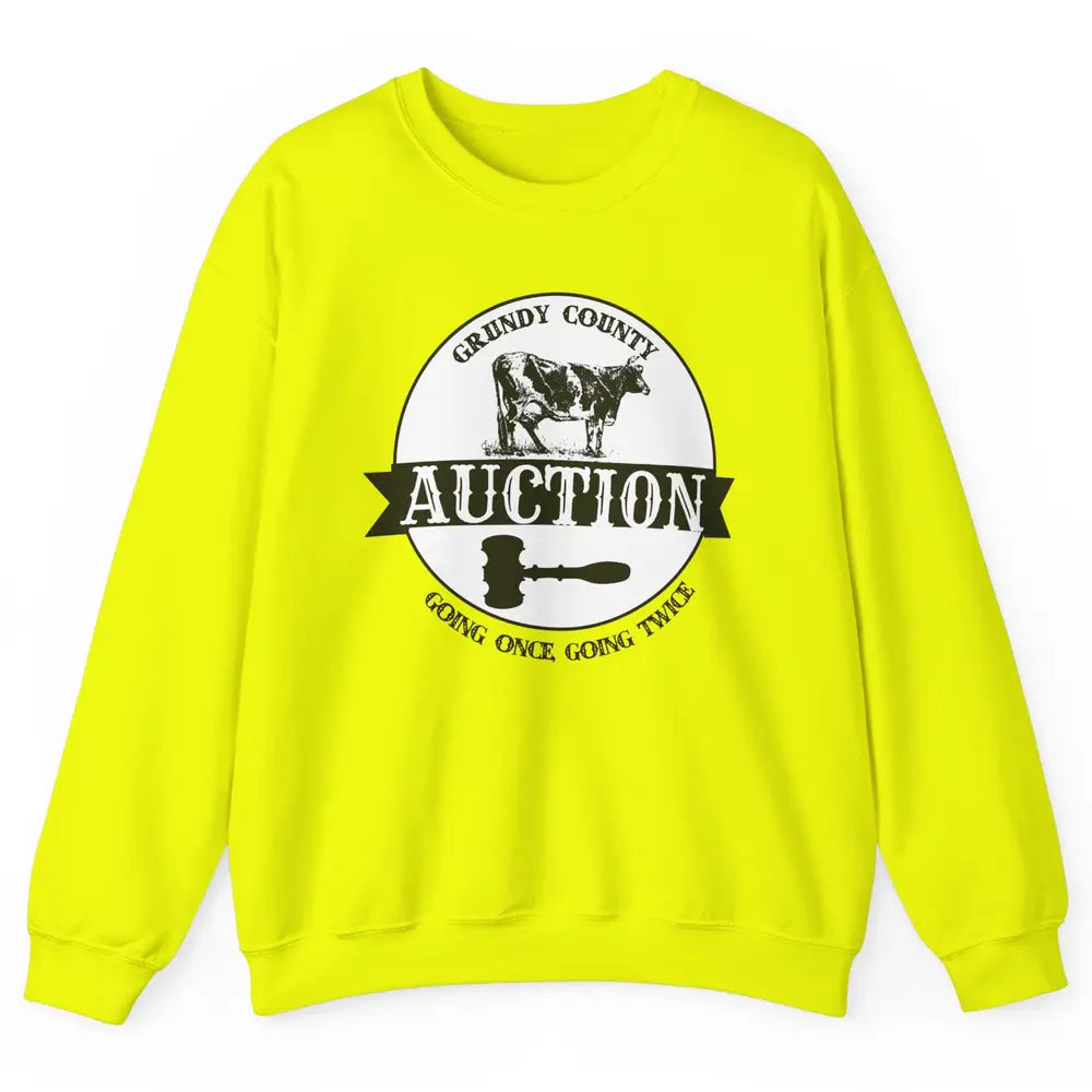 Retro Cow Cattle Grundy County Auction Western Country Farm Unisex Crewneck Sweatshirt