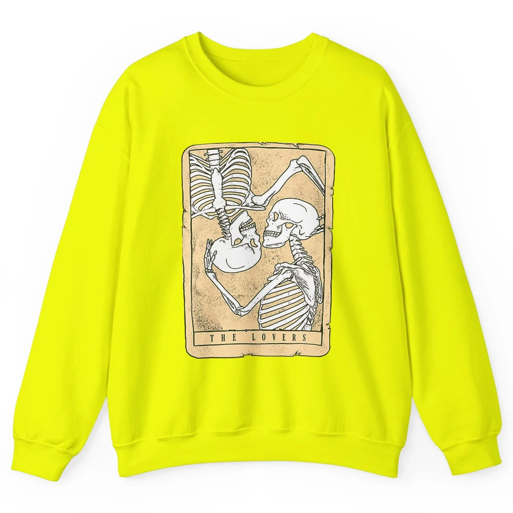 Tarot Card The Lovers Skeleton Couple Funny Skull Vintage Astrology Gothic Happy Valentine's Day Unisex Crewneck Sweatshirt