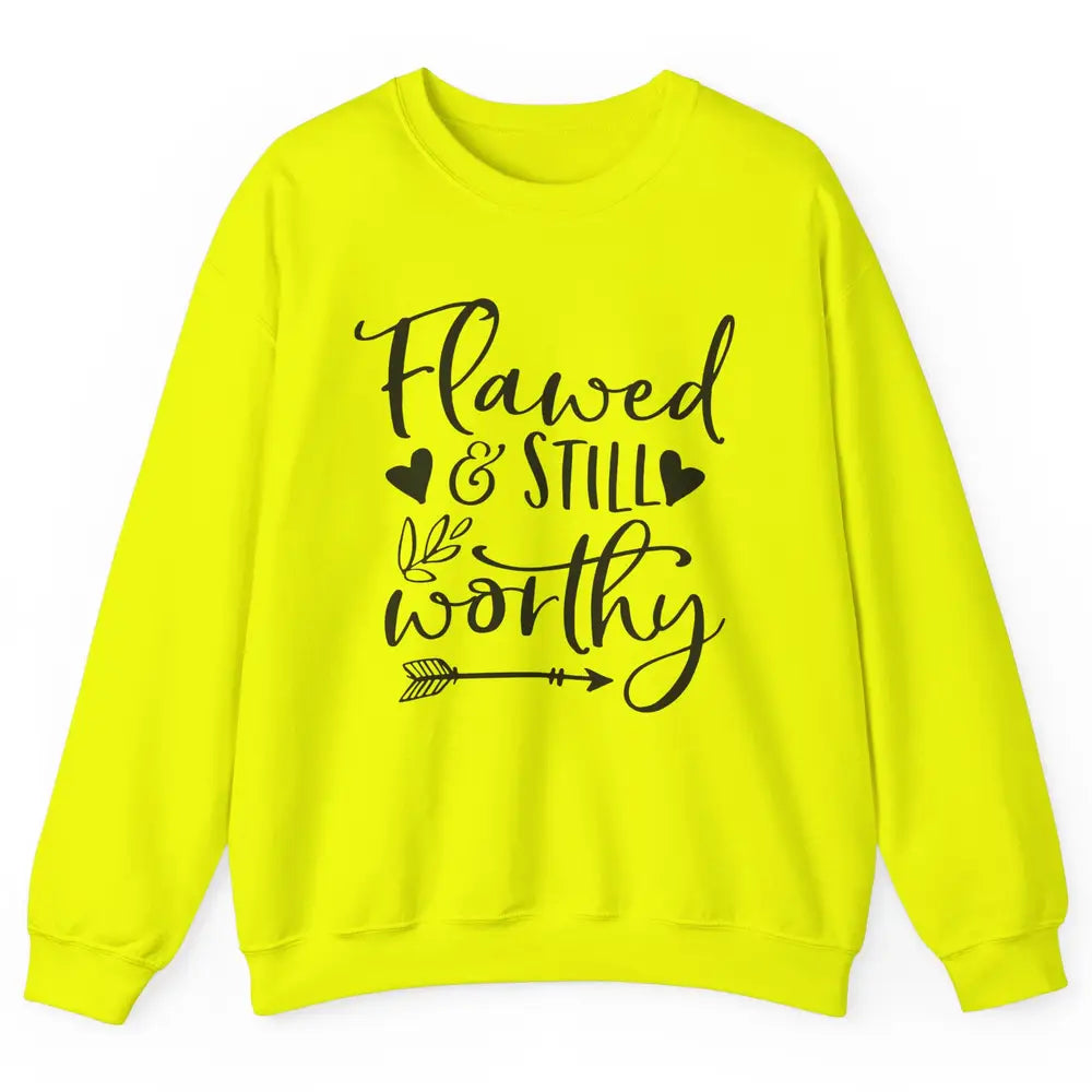 Retro Flawed But Still Worthy Bible Christian Religious Unisex Crewneck Sweatshirt