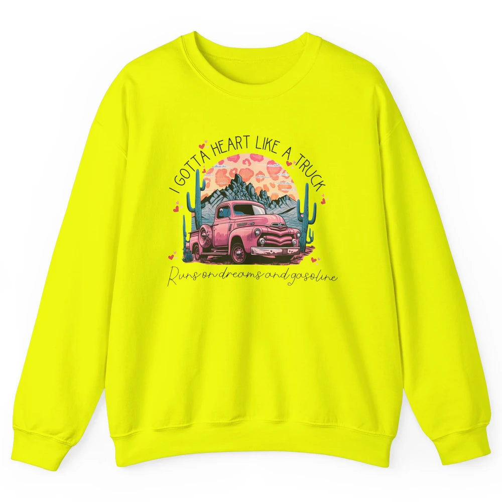 Retro Desert Cactus Got A Heart Like Truck Western Valentine Unisex Crewneck Sweatshirt