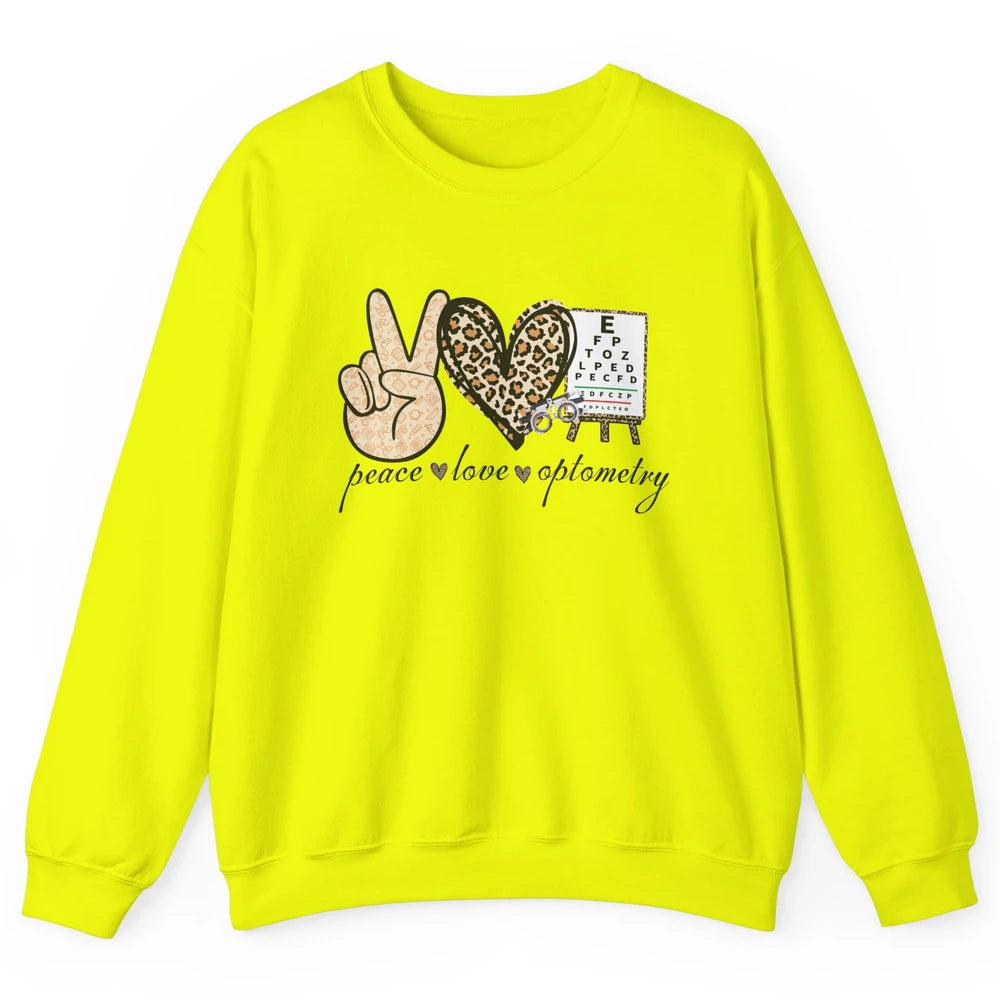 Peace Love Optometry Leopard Optometrist Optician Life Gift Unisex Crewneck Sweatshirt