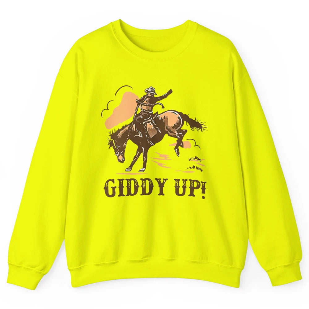 Retro Cowboy Rodeo Giddy Up Hold Your Horses Western Country Unisex Crewneck Sweatshirt