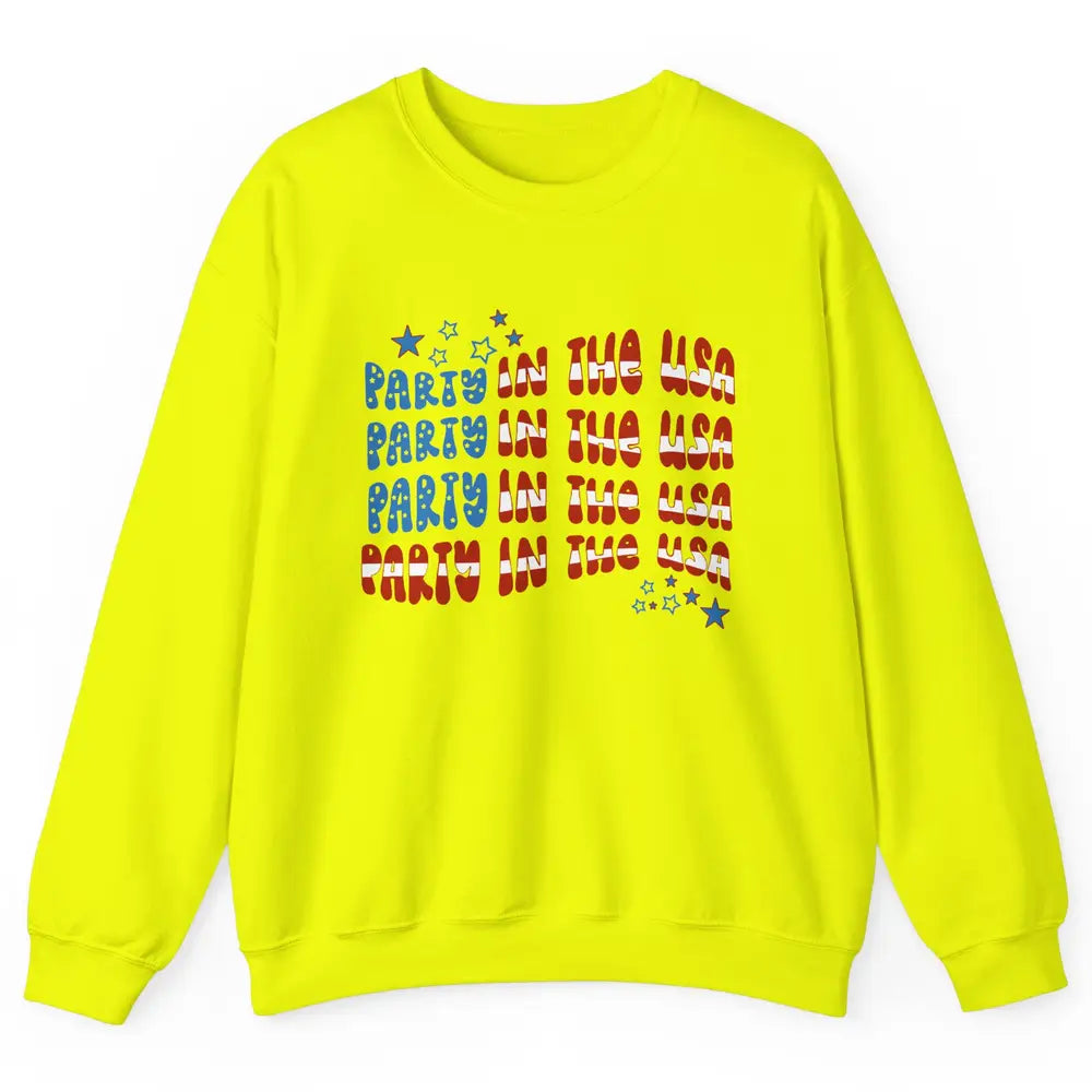 Retro July 4th Party In The USA Retro Stripe Star US Patriot Unisex Crewneck Sweatshirt