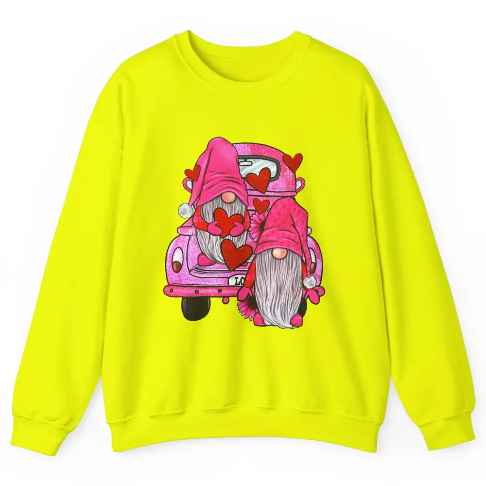 Pink Gnomes Truck Valentines Loads Of Love Western Valentine Unisex Crewneck Sweatshirt