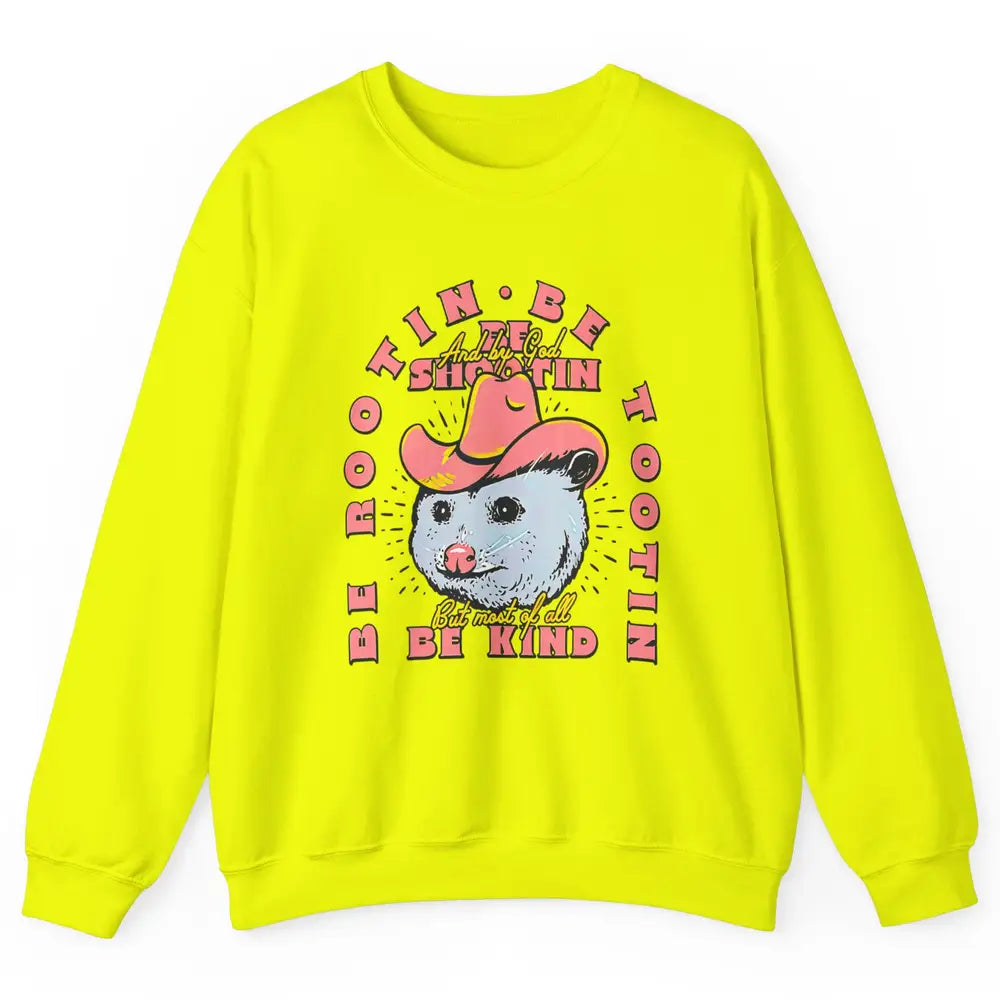 Opossum Be Rootin Tootin Funny Raccoon Street Wild Animal Unisex Crewneck Sweatshirt