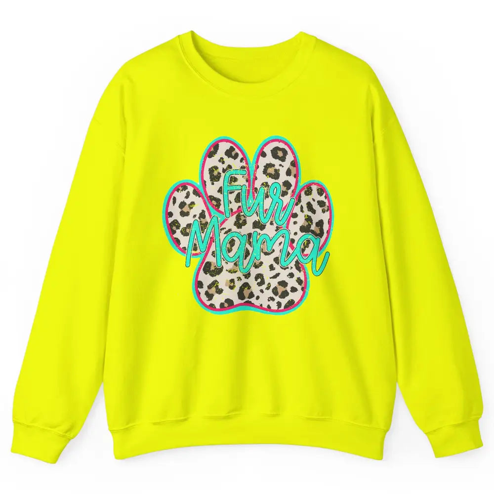 Retro Leopard Fur Mama Dog Paws Dog Mama Western Dog Mama Unisex Crewneck Sweatshirt