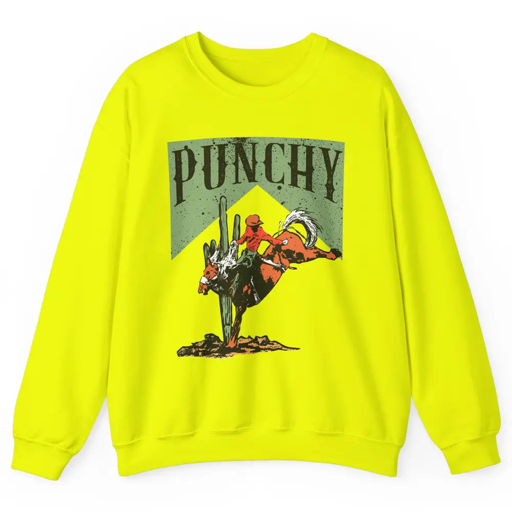 Retro Cowboy Rodeo Punchy Bucking Horse Western Country Unisex Crewneck Sweatshirt