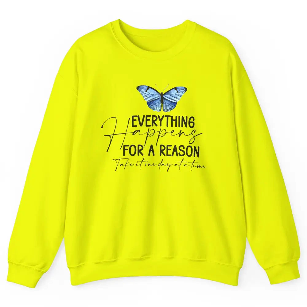 Retro Groovy Everything Happens For A Reason Inspirational Unisex Crewneck Sweatshirt