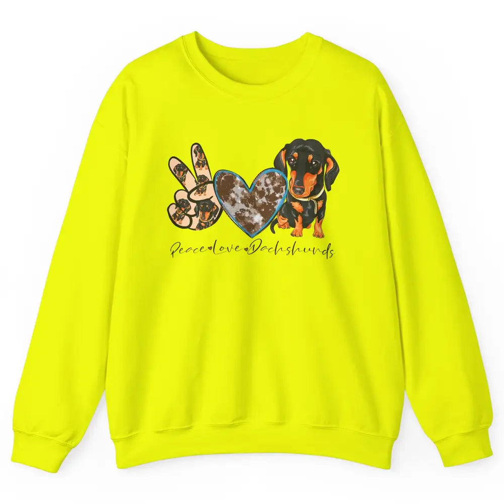 Peace Love Dachshund Dog Mom Dachshund Lovers Wiener Mom Unisex Crewneck Sweatshirt