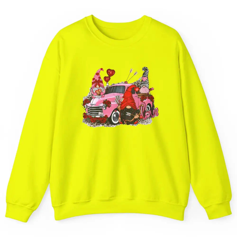Pink Gnomes Truck Valentines Loads Of Love Western Valentine Unisex Crewneck Sweatshirt