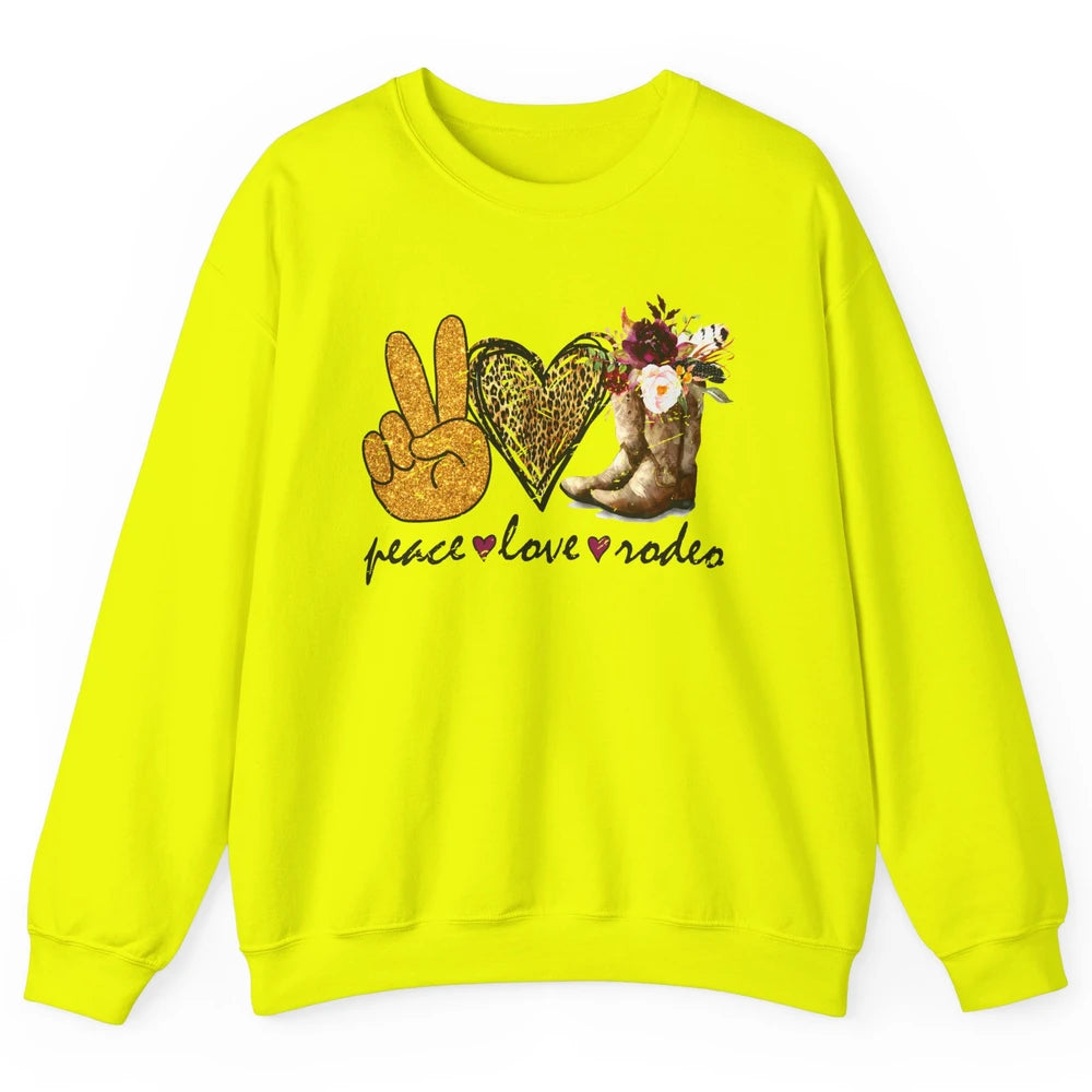 Retro Peace Love Rodeo Cowboy Boots Western Country Cowgirl Unisex Crewneck Sweatshirt