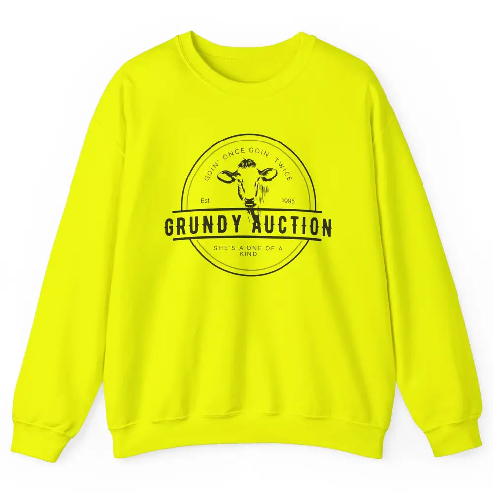Retro Cow Cattle Grundy County Auction Western Country Farm Unisex Crewneck Sweatshirt