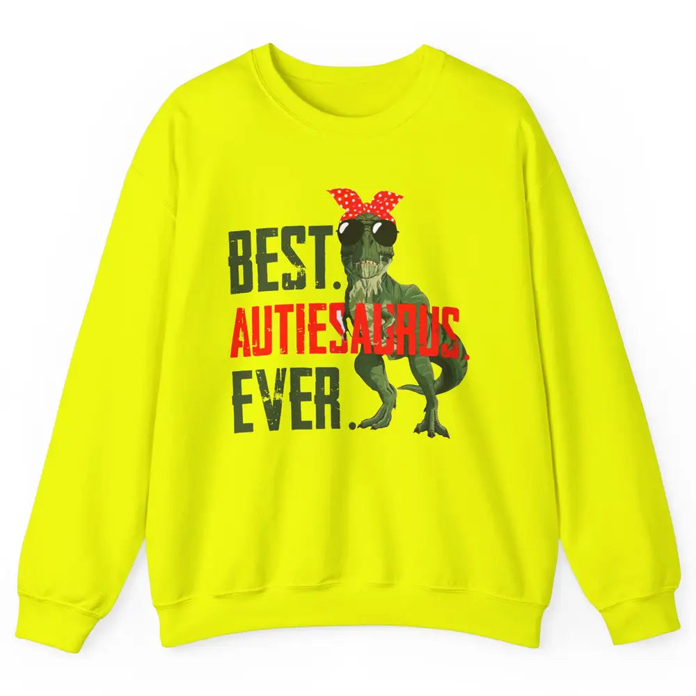 Retro Funny T Rex Best Auntiesaurus Ever Dinosaur Aunt Gift Unisex Crewneck Sweatshirt