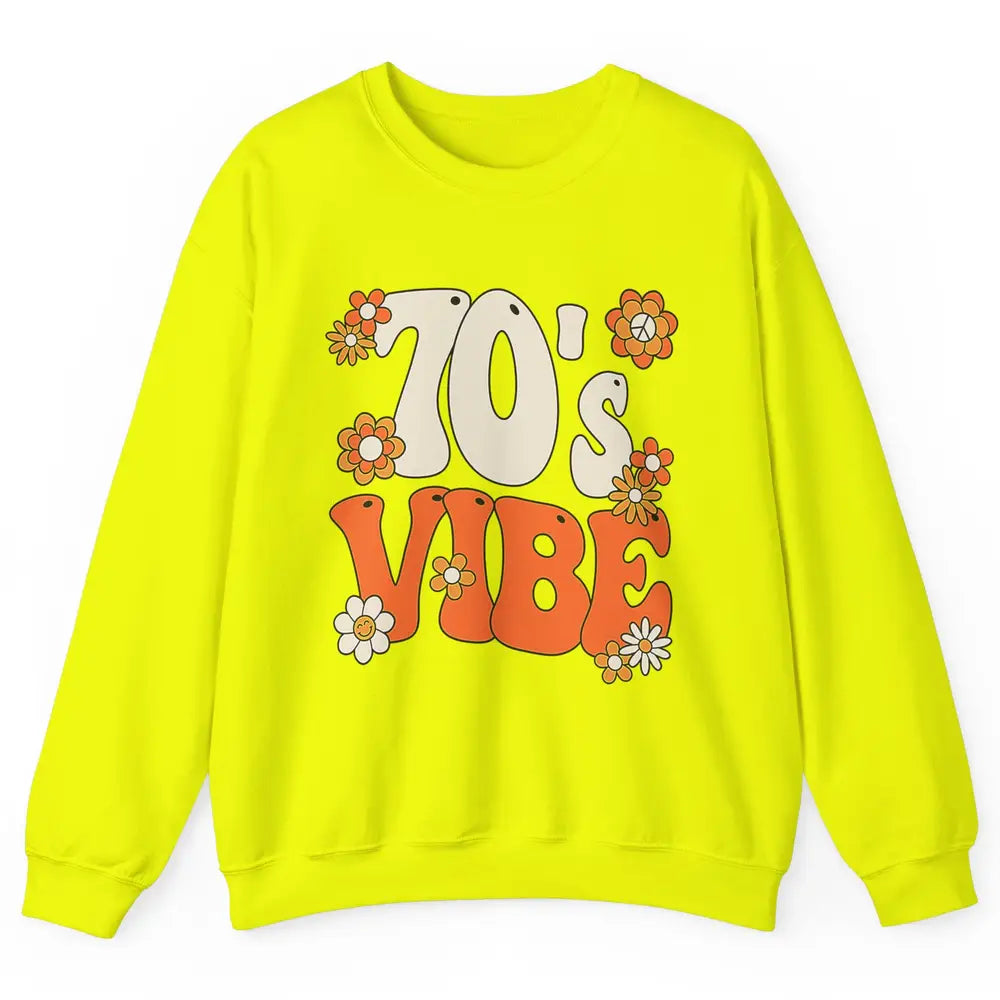 Retro 70s Vibe Groovy Smile Daisy Hippie Positive 1970 Party Unisex Crewneck Sweatshirt