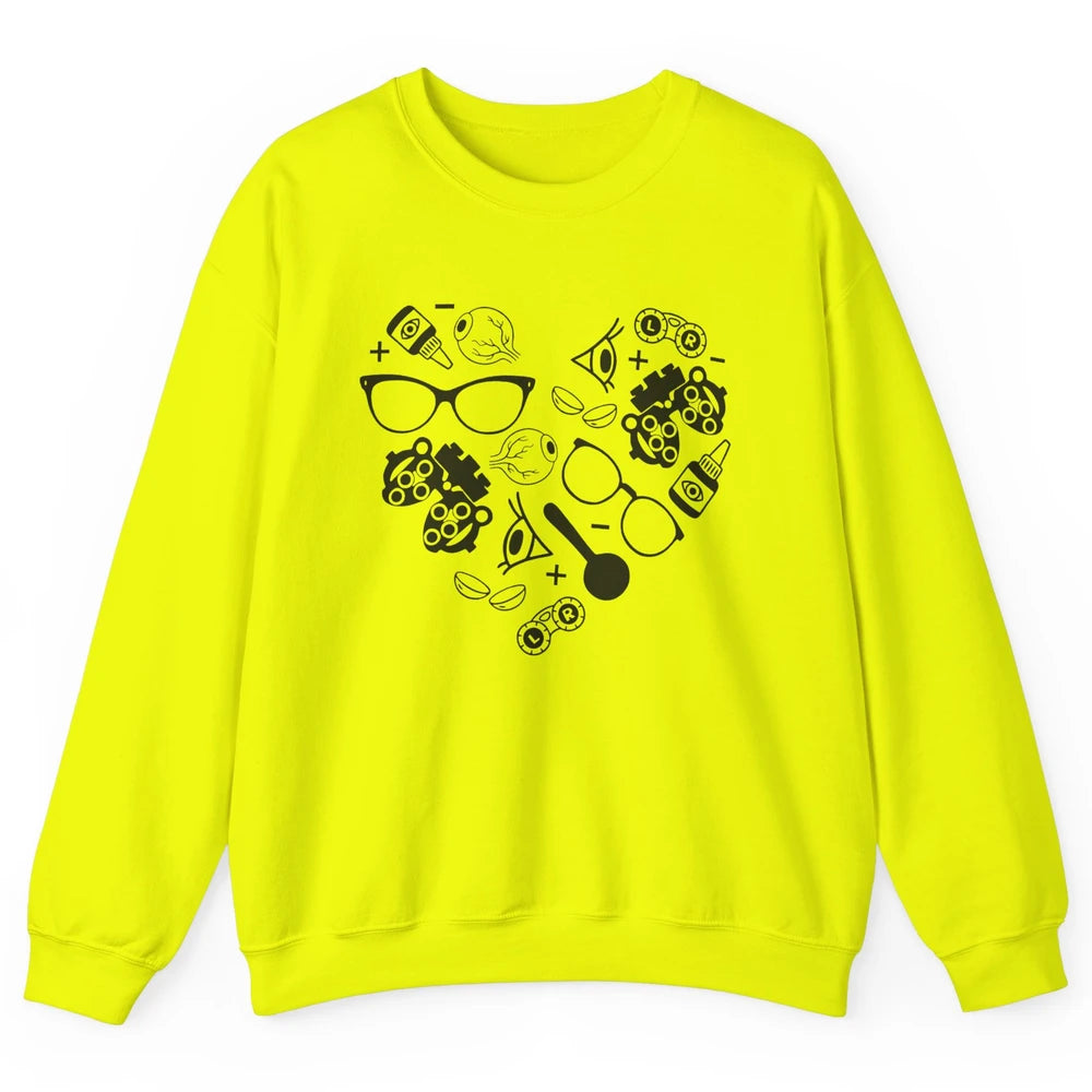 Optometry Ophthalmic Technician Symbols Heart Optician Life Unisex Crewneck Sweatshirt