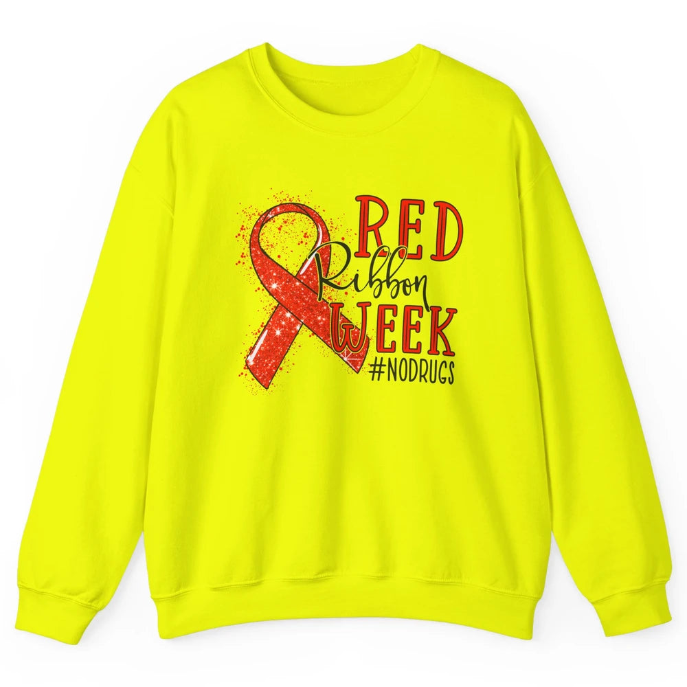 October Red Ribbon Week Awareness No Drugs Drug Free Unisex Crewneck Sweatshirt