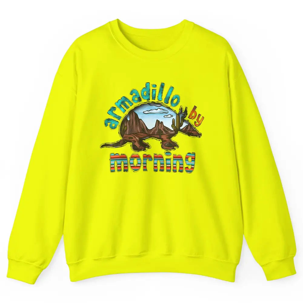 Retro Desert Sunset Armadillo By Morning Western Country Unisex Crewneck Sweatshirt