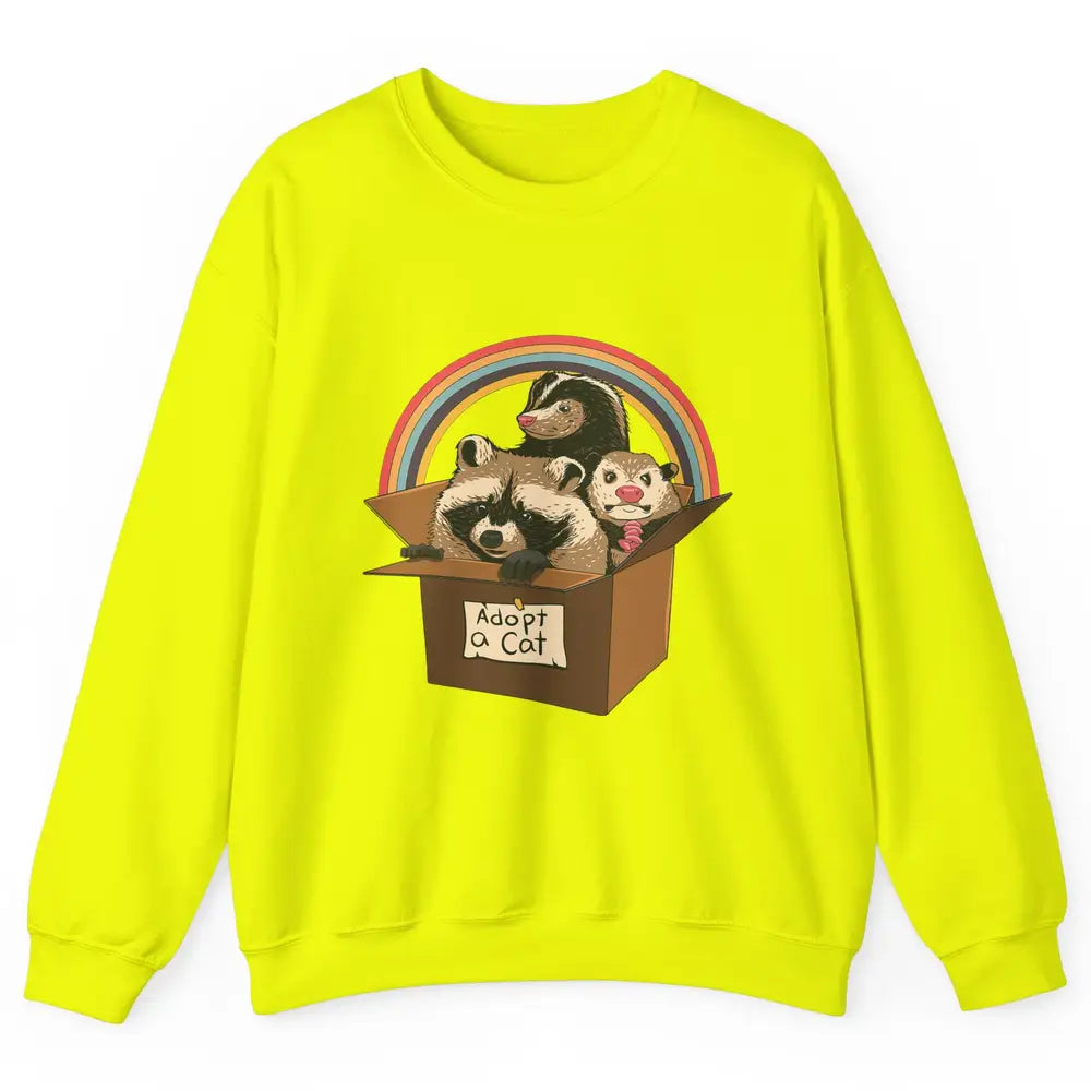 Retro Adopt A Cat Raccoon Panda Skunk Possum Adoption Street Unisex Crewneck Sweatshirt