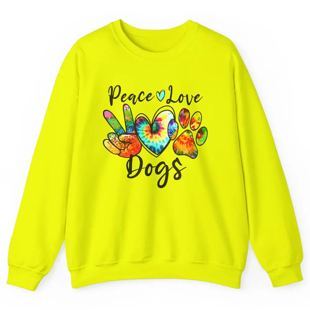 Peace Love Dogs Tie Dye Paw Print Dog Mama Mothers Day Gift Unisex Crewneck Sweatshirt