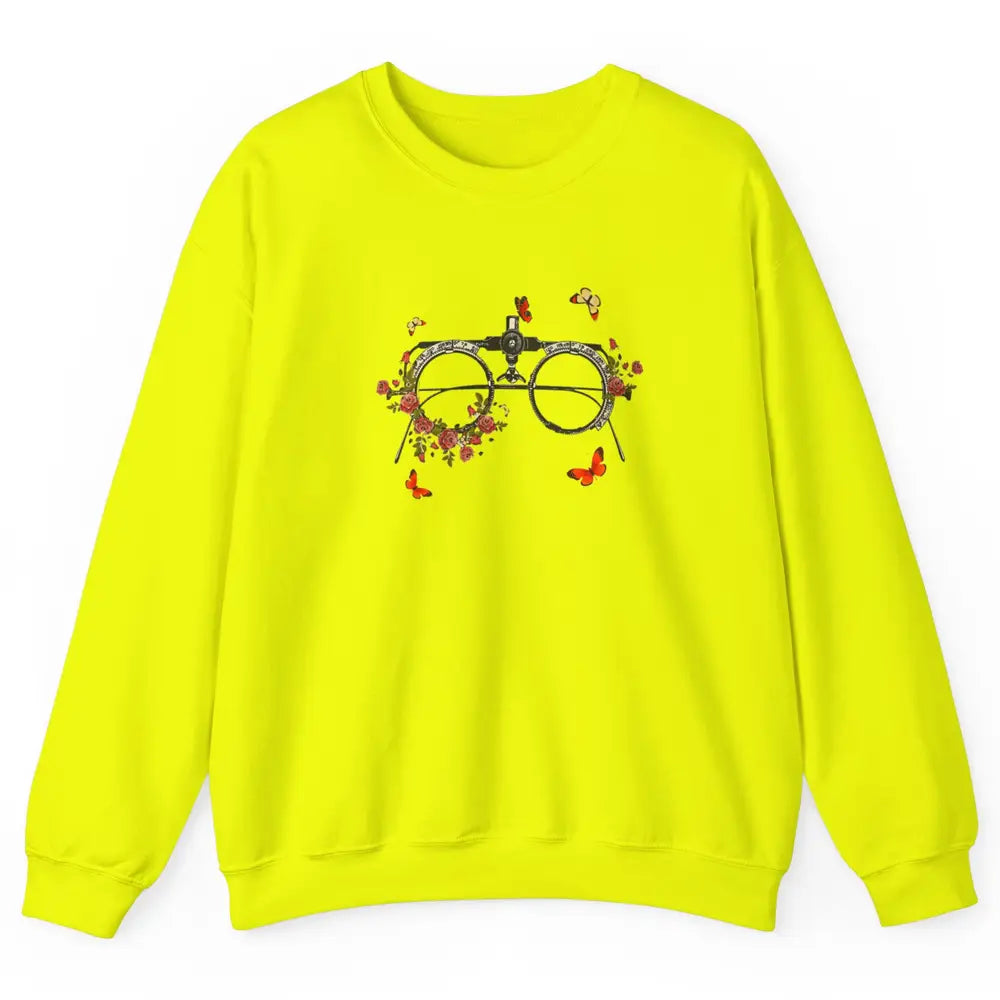 Optometrist Wildflower Phoropter Eyeglasses Doctor Optician Unisex Crewneck Sweatshirt