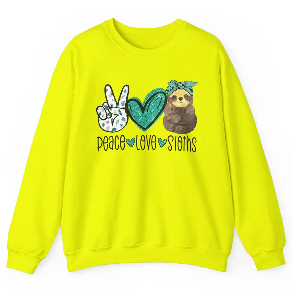 Peace Love Sloths Cute Baby Sloth With Bandana Sloth Lovers Unisex Crewneck Sweatshirt