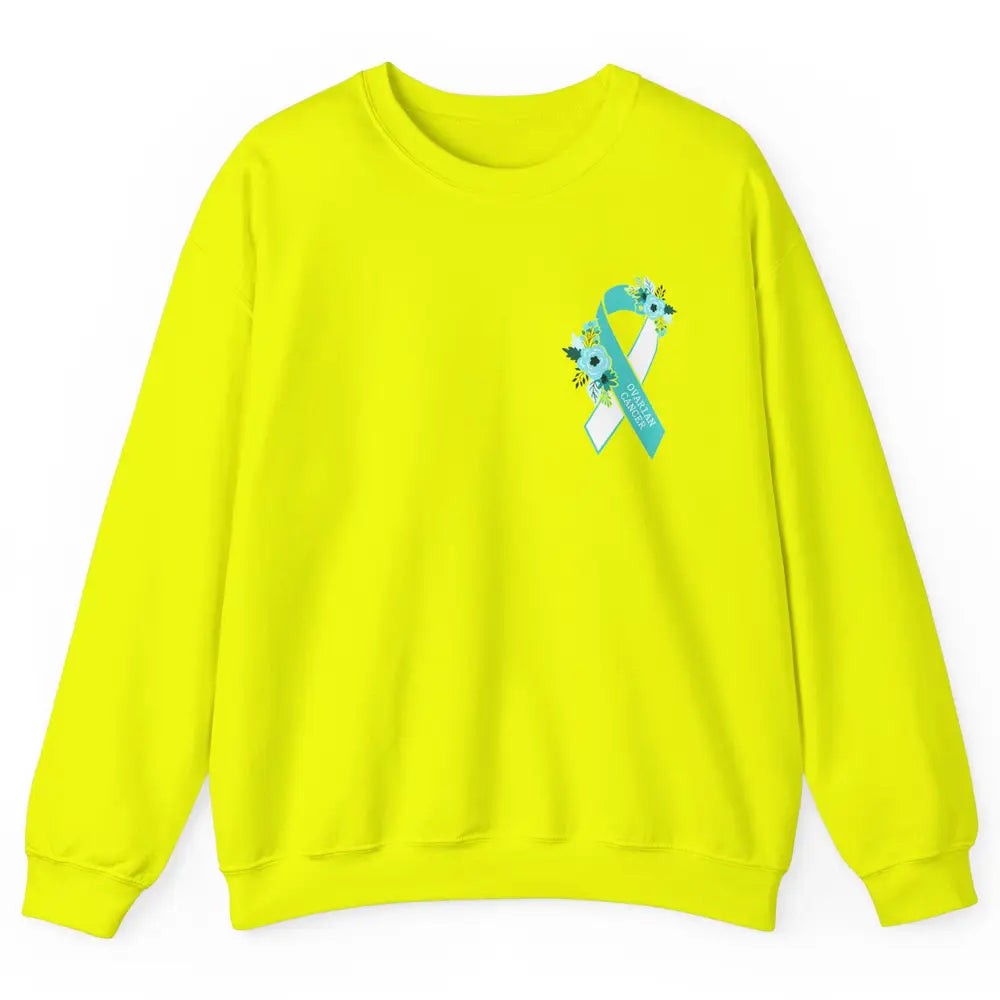 Ovarian Cancer Awareness Support Turquoise Ribbon Pocket Sz Unisex Crewneck Sweatshirt