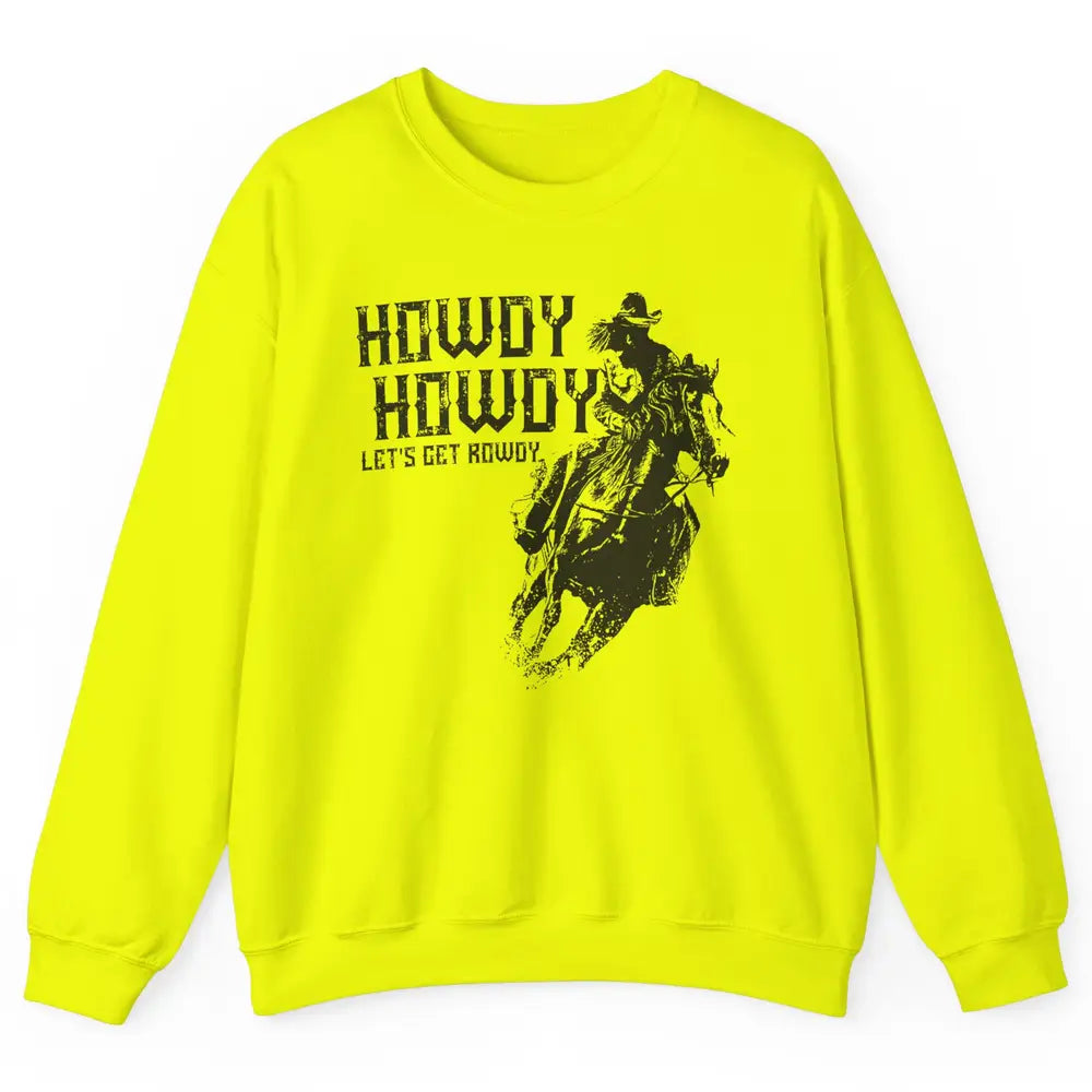 Retro Howdy Cowboy Rodeo Riding Horse Western Country Men Unisex Crewneck Sweatshirt
