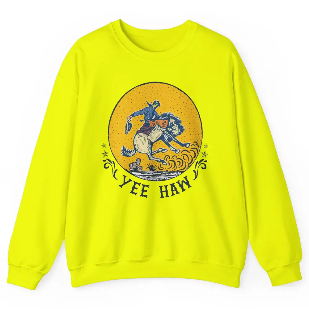 Retro Cowboy Yeehaw Western Country Cowgirls Horse Lovers Unisex Crewneck Sweatshirt