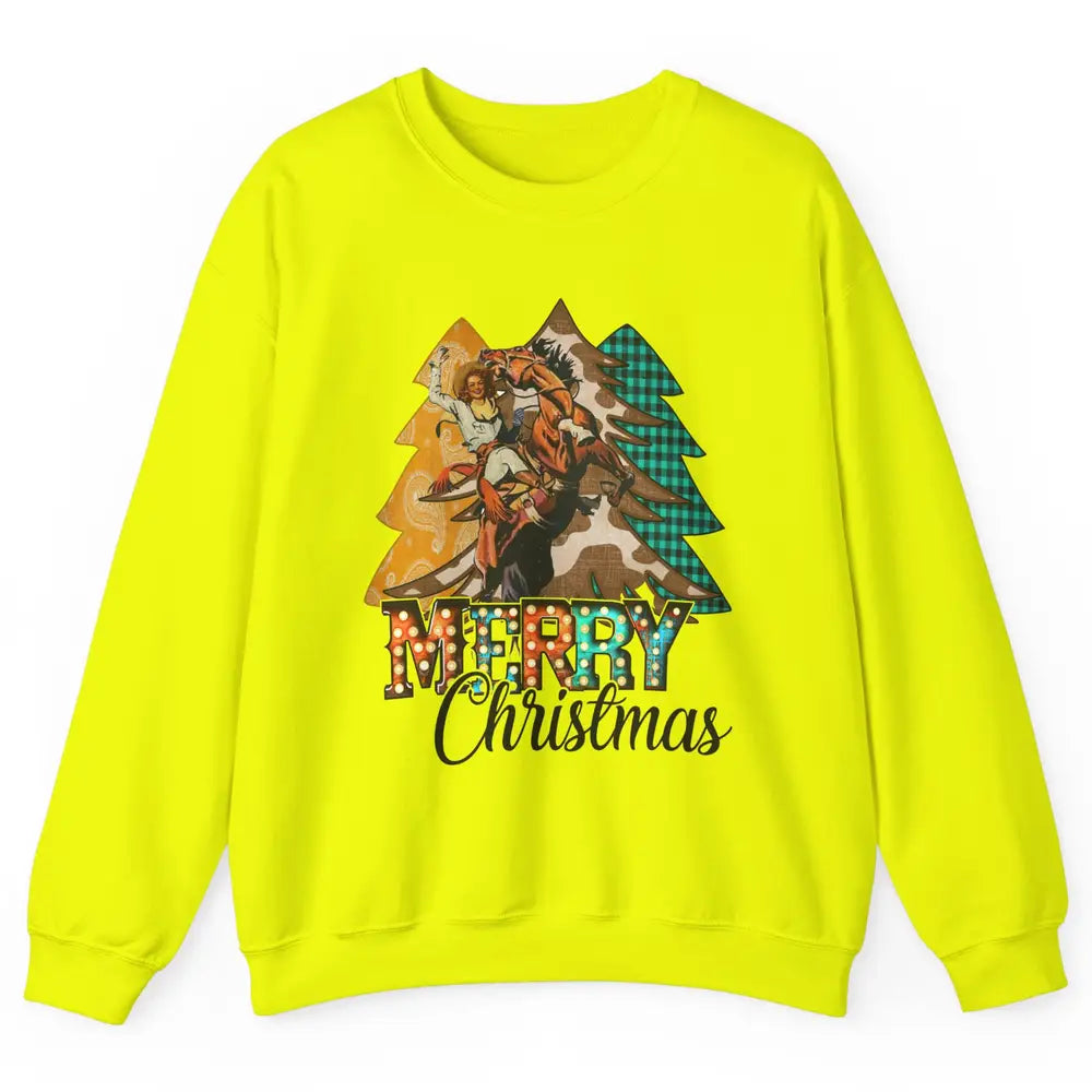 Rodeo Mom Cowgirl Christmas Tree Western Country Cowboy Gift Unisex Crewneck Sweatshirt
