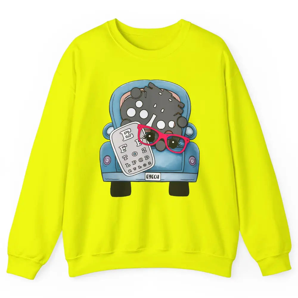 Optometry Ophthalmology Truck Eyechart Glasses Optometrist Unisex Crewneck Sweatshirt
