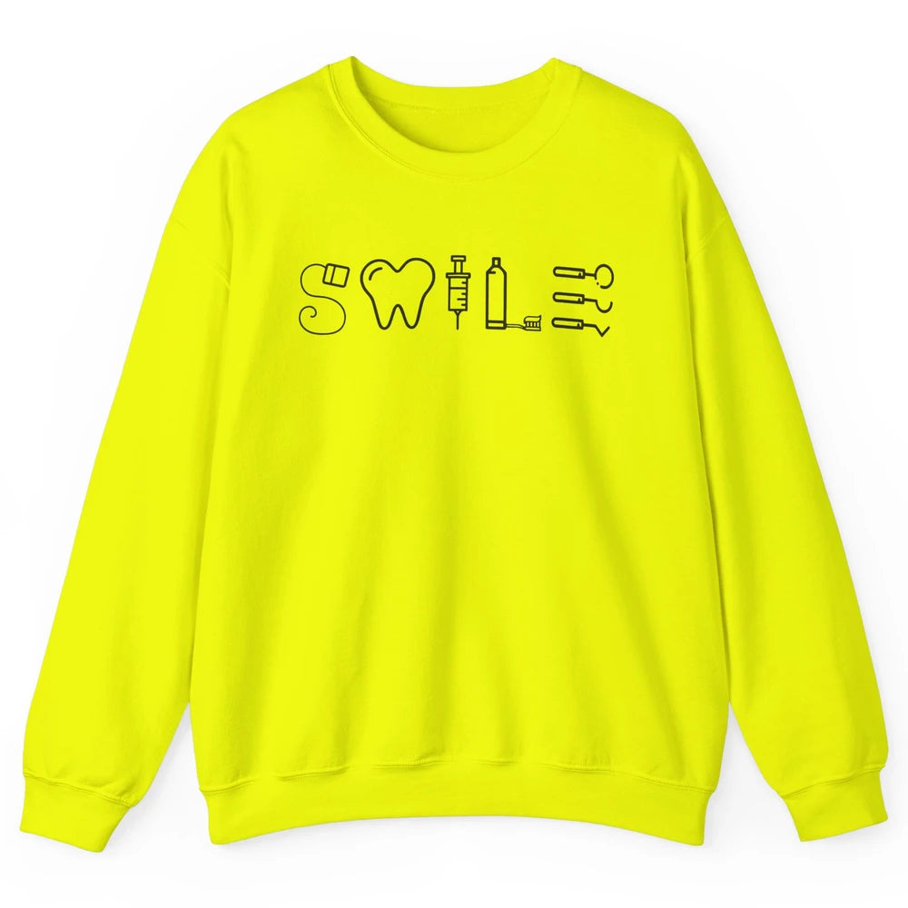 Retro Dental Hygienist Life Smile Dental Tools Dentist Life Unisex Crewneck Sweatshirt