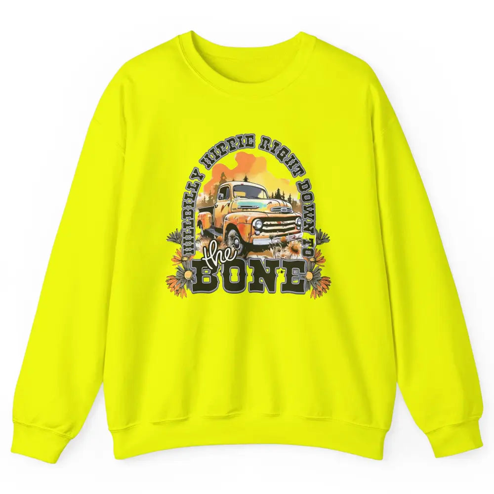 Retro Desert Truck Hippie Hillbilly Western Country Cowgirl Unisex Crewneck Sweatshirt