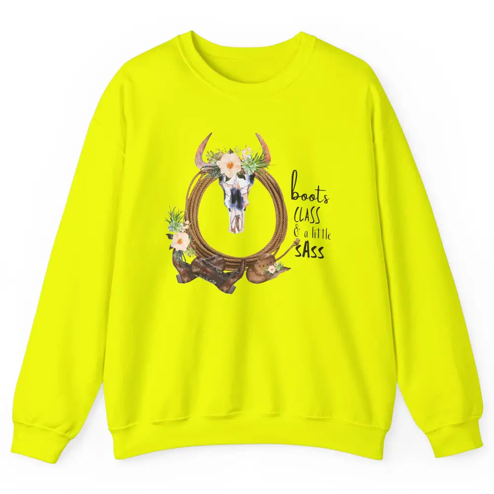Retro Cowgirl Boots And Hat Boots Class A Little Sass Cowboy Unisex Crewneck Sweatshirt