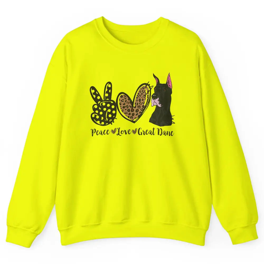 Peace Love Great Dane Dog Mom Dad Great Dane Lovers Leopard Unisex Crewneck Sweatshirt