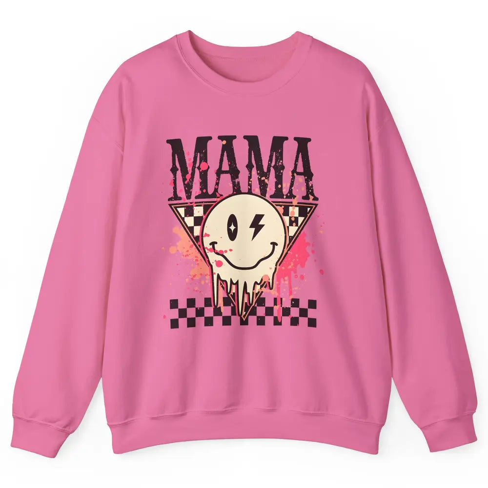 Retro Mama Lightning Bolt Smiling Face Western Mothers Day Unisex Crewneck Sweatshirt