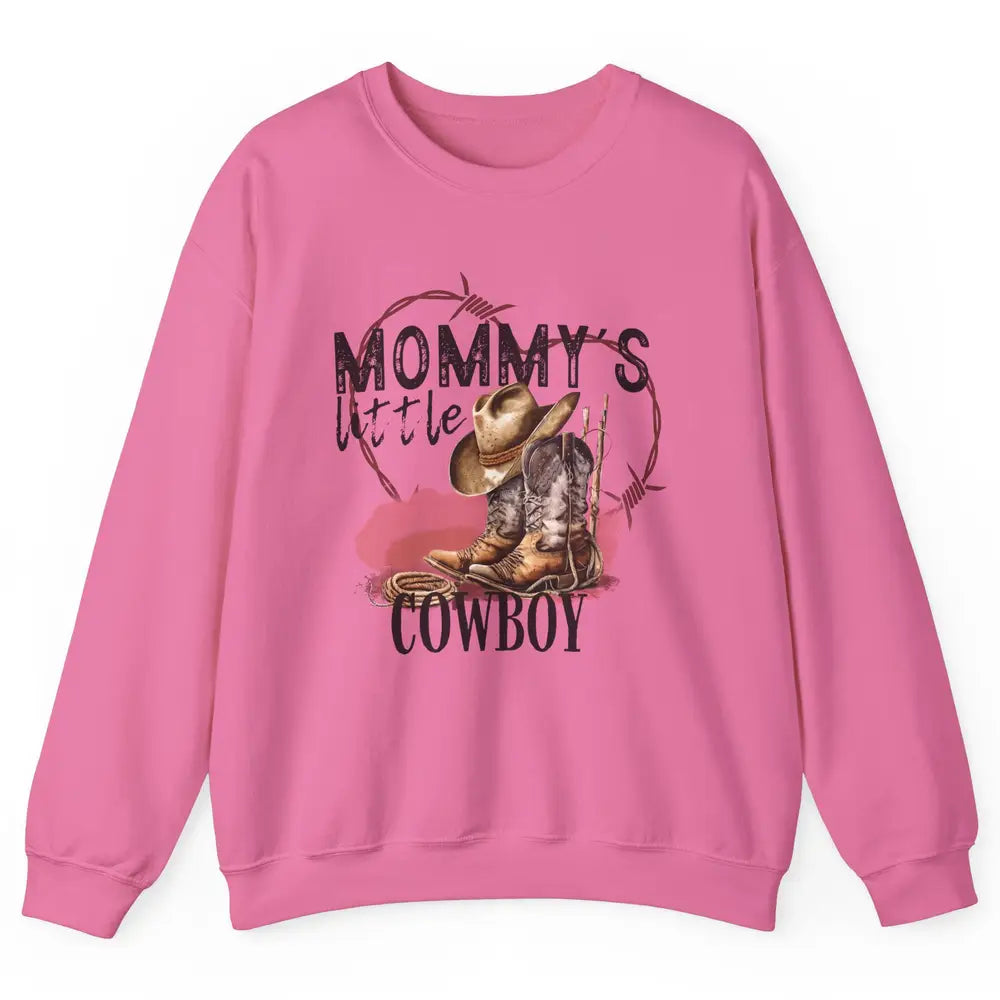 Mommy's Little Cowboy Western Mama Boots Rancher Mother Unisex Crewneck Sweatshirt